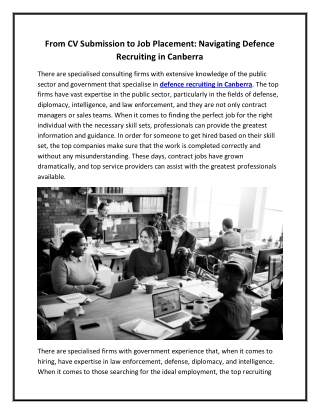 From CV Submission to Job Placement Navigating Defence Recruiting in Canberra