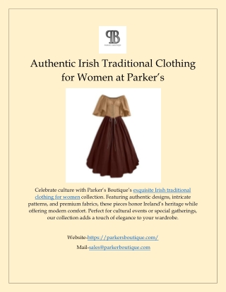 Authentic Irish Traditional Clothing for Women at Parker’s