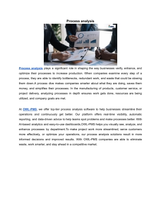 Process analysis | OWL-PMS