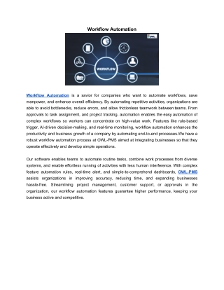 Workflow Automation | OWL-PMS