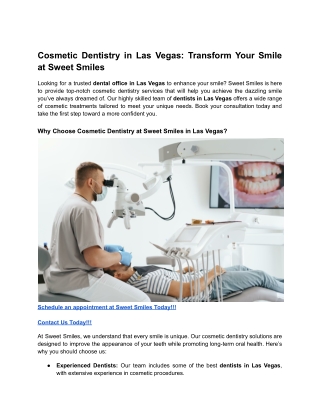 Cosmetic Dentistry in Las Vegas_ Transform Your Smile at Sweet Smiles