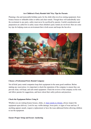 Are Children's Party Rentals Safe Key Tips for Parents