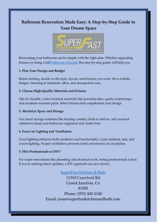 Bathroom Renovation Made Easy - A Step-by-Step Guide to Your Dream Space