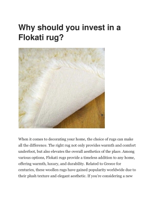 Luxurious Rugs - Authentic Flokati Rugs in Australia for Classic and Cozy Interiors