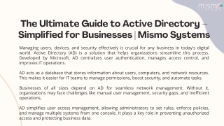 The Ultimate Guide to Active Directory – Simplified for Businesses  Mismo Systems (1)