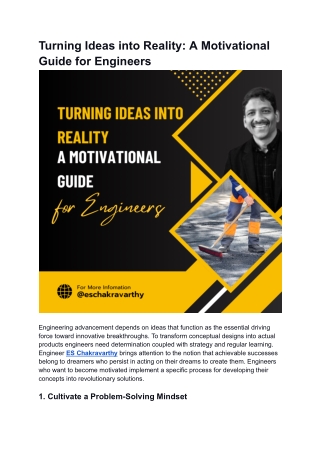 Es. Chakravarthy | Turning Ideas into Reality A Motivational Guide for Engineers