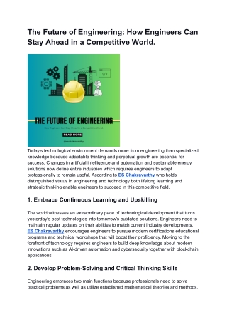 Es. Chakravarthy TCS | How Engineers Can Stay Ahead in a Competitive World