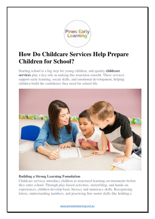 How Do Childcare Services Help Prepare Children for School?