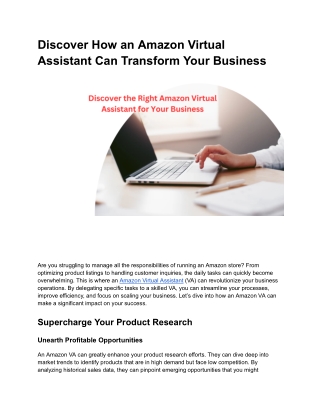Discover How an Amazon Virtual Assistant Can Transform Your Business