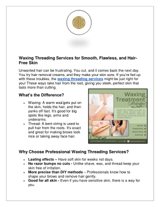 Waxing Threading Services for Smooth
