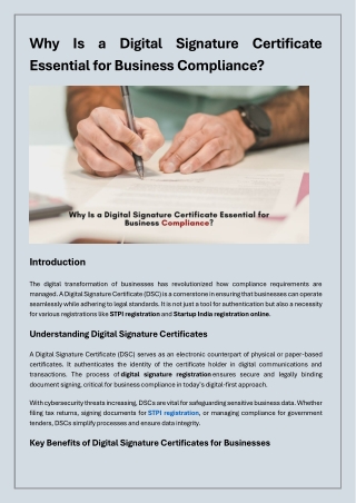 Why Is a Digital Signature Certificate Essential for Business Compliance