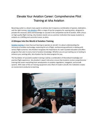 Elevate Your Aviation Career