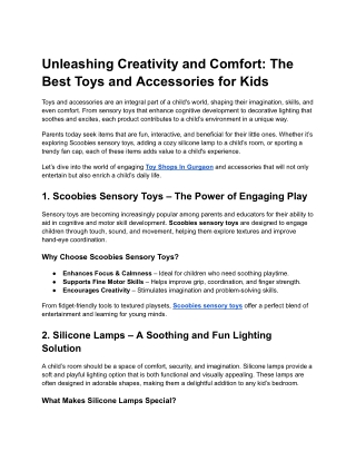 Unleashing Creativity and Comfort_ The Best Toys and Accessories for Kids