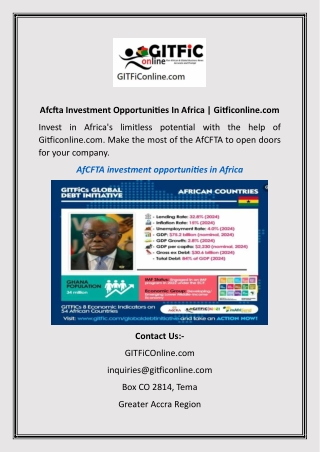 Afcfta Investment Opportunities In Africa | Gitficonline.com