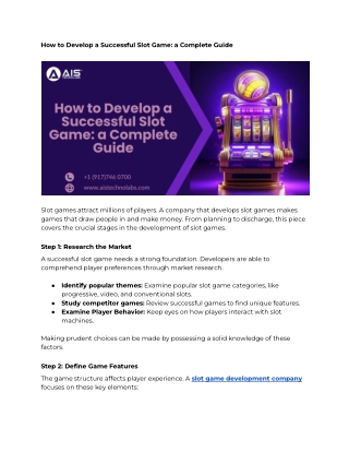 How to Develop a Successful Slot Game: a Complete Guide