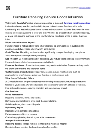 furniture Repairing Service- GoodsToFurnish