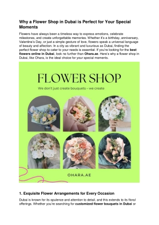 Why a Flower Shop in Dubai is Perfect for Your Special Moments
