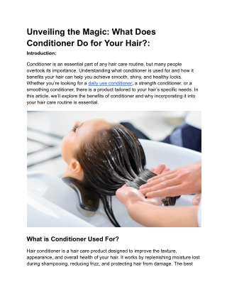 Unveiling the Magic What Does Conditioner Do for Your Hair