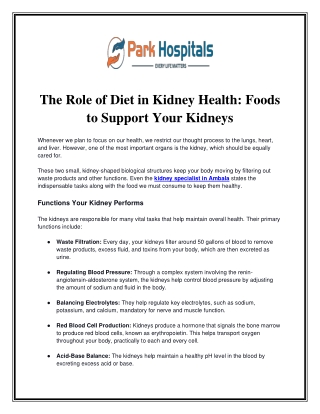 The Role of Diet in Kidney Health_ Foods to Support Your Kidneys