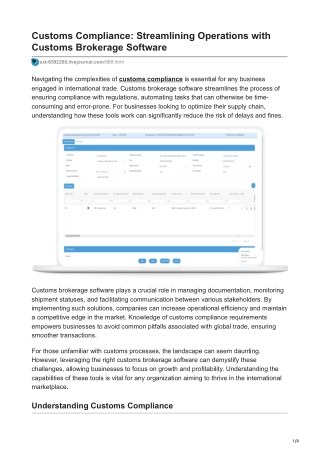 Customs Compliance Streamlining Operations with Customs Brokerage Software