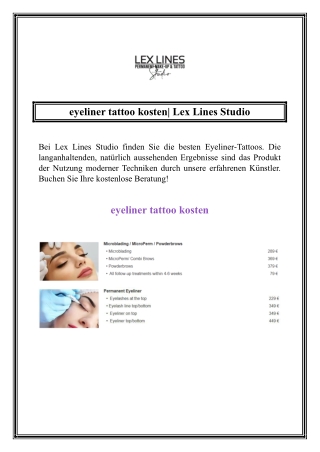 eyeliner tattoo kosten Lex Lines Studio