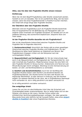 Alles, was Sie über den Flughafen-Shuttle wissen müssen
