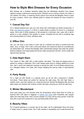How to Style Mini Dresses for Every Occasion
