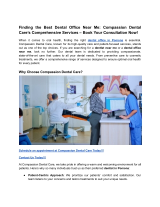 Finding the Best Dental Office Near Me_ Compassion Dental Care’s Comprehensive Services – Book Your Consultation Now