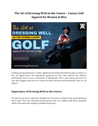 The Art of Dressing Well on the Course – Luxury Golf Apparel for Women & Men