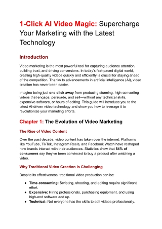 1-Click AI Video Magic: Supercharge Your Marketing with the Latest Technology