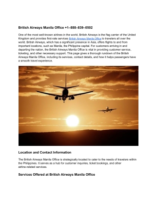 British Airways Manila Office    1–888–839–0502