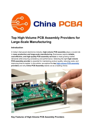 Top High-Volume PCB Assembly Providers for Large-Scale Manufacturing