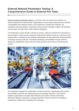 External Network Penetration Testing A Comprehensive Guide to External Pen Tests