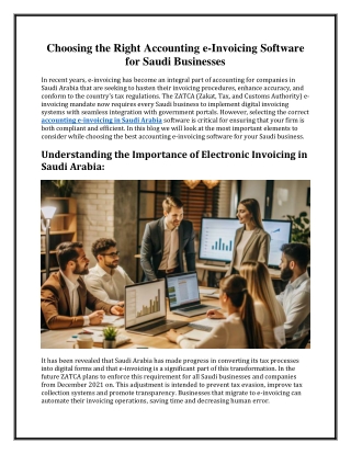 Choosing the Right Accounting e-Invoicing Software for Saudi Businesses