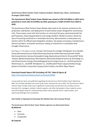 Synchronous Wind Turbine Tower Industry Analysis: Market Size, Share, and Busine