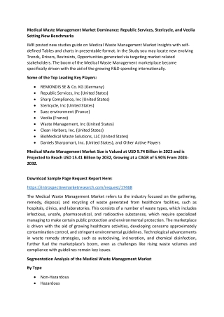 Medical Waste Management Market Dominance: Republic Services, Stericycle, and Ve