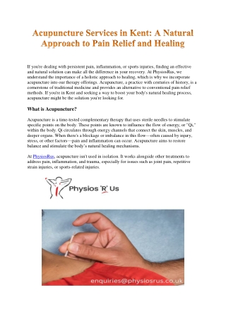 Discover the Healing Power of Acupuncture: Effective Pain Relief in Kent