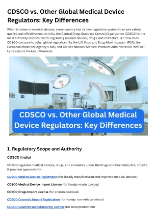 CDSCO vs. Global Regulators: Key Differences Explained