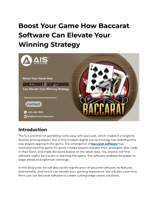 Boost Your Game How Baccarat Software Can Elevate Your Winning Strategy