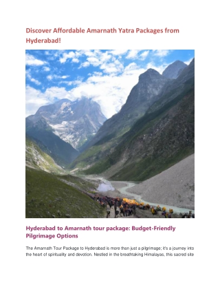 Discover Affordable Amarnath Yatra Packages from Hyderabad