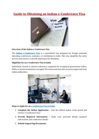 Guide to Obtaining an Indian e-Conference Visa