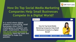 How Do Top Social Media Marketing Companies Help Small Businesses Compete in a Digital World