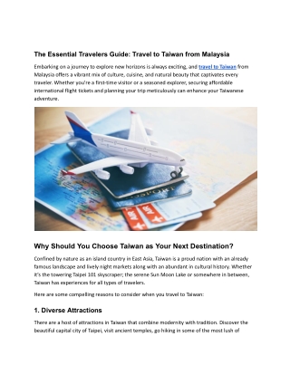 The Essential Travelers Guide_ Travel to Taiwan from Malaysia