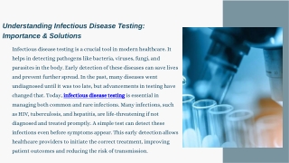 Accurate Infectious Disease Testing for Reliable Diagnosis