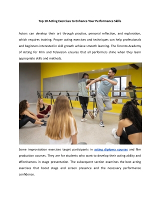 Top 10 Acting Exercises to Enhance Your Performance Skills