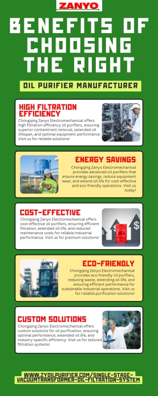 Benefits of Choosing the Right Oil Purifier Manufacturer