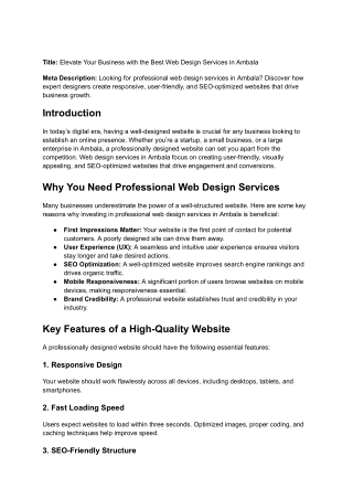 Title_ Elevate Your Business with the Best Web Design Services in Ambala