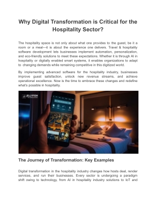Why Digital Transformation is Critical for the Hospitality Sector?