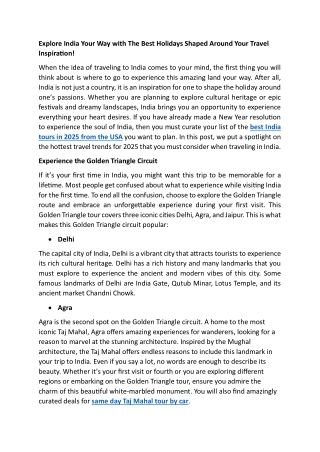 India Your Way with The Best Holidays Shaped Around Your Travel Inspiration