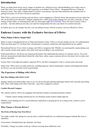 Embrace Luxury with the Exclusive Services of I-Drive